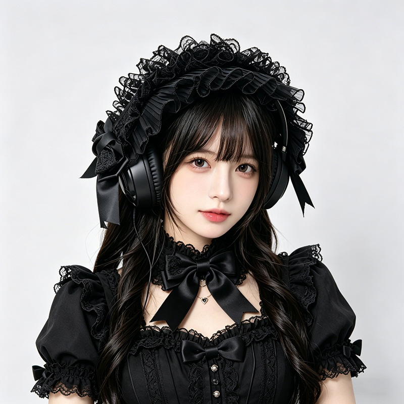 Dos dimensiones Lolita correa de cabello chica gato oreja clip de cabello cómic cosplay Lolita criada correa de cabello