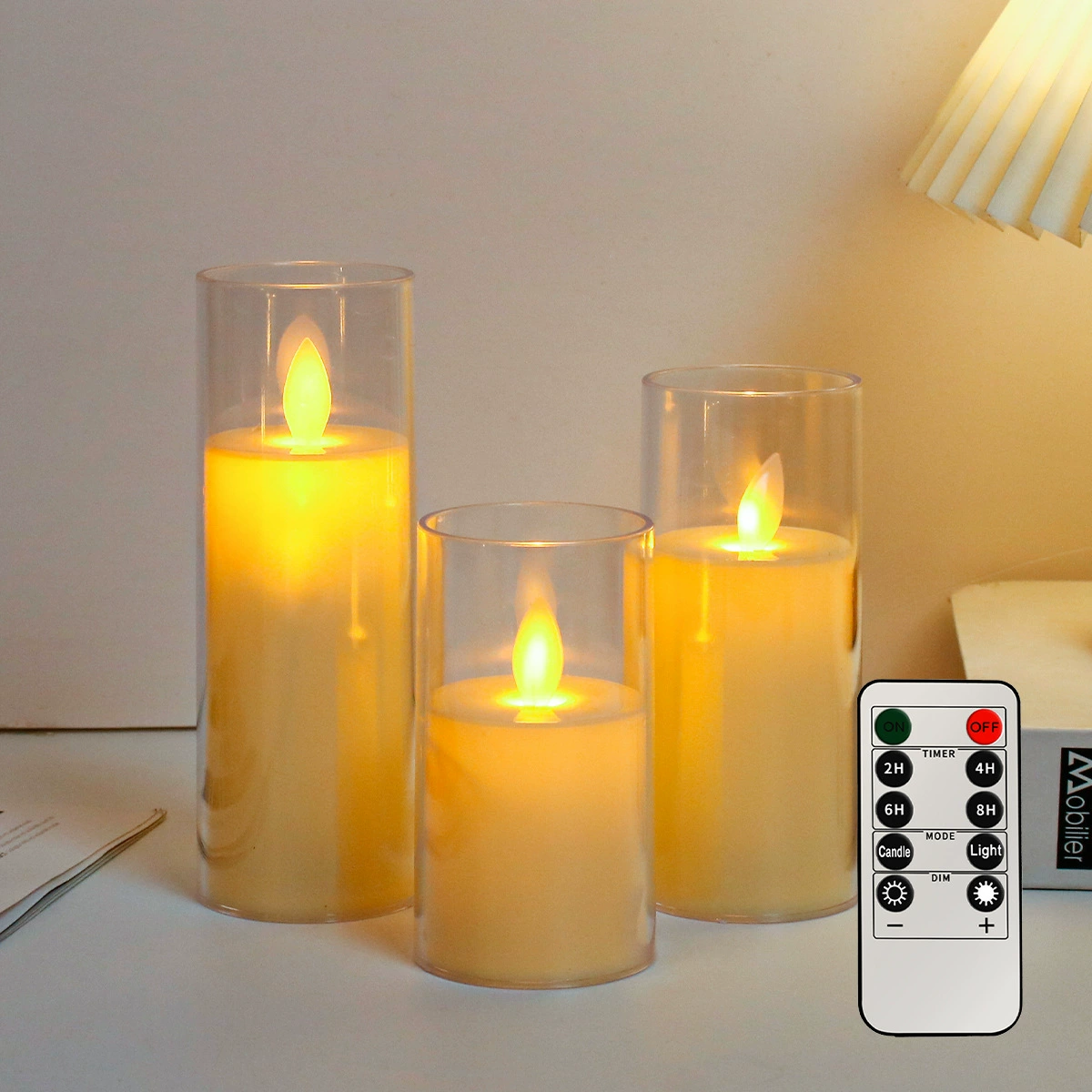 LED-свеча (Jiaye) бездымная мерцающая, пульт управления и батарейные модели, различные размеры 5.5–7.5×10–25 см