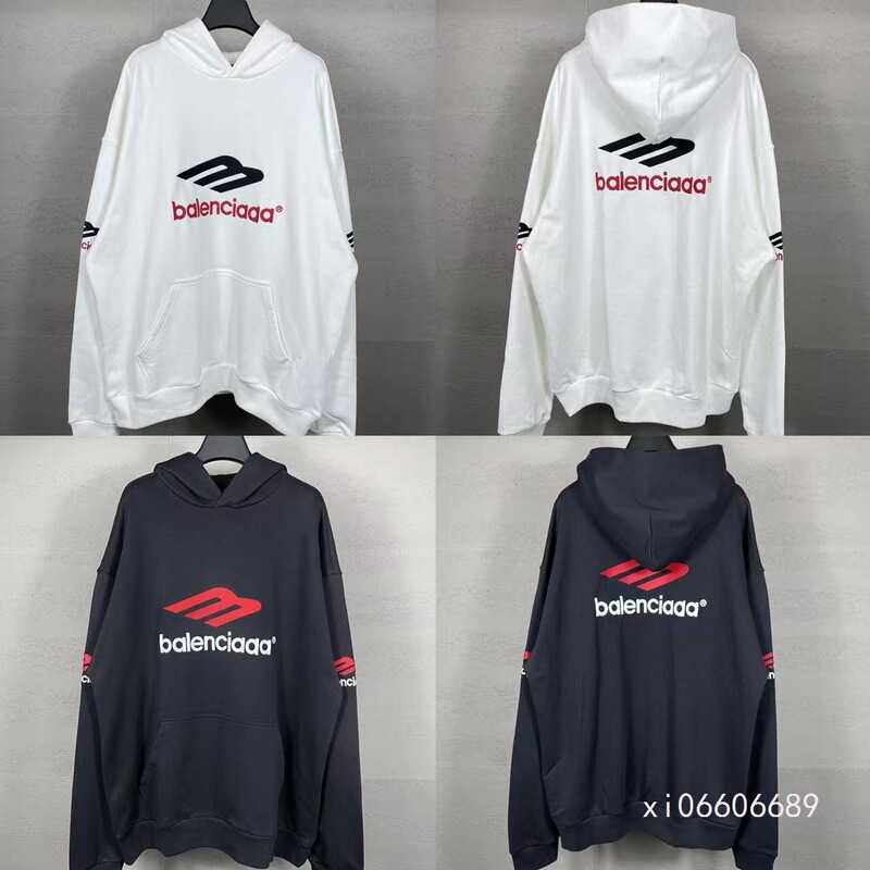 Paris B High Version Autumn and Winter New m Letter Large Logo Icon Embroider Loose Long-Sleeved Hooded Sweatshirt for Men and Women