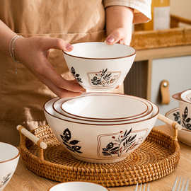 0P57中式家用釉下餐具碗盘套装个性碗碟日式鱼盘汤碗碗筷勺组合米