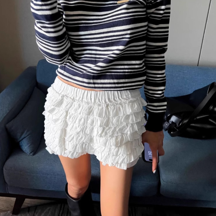 2025 Spring and Summer Cute Darling Show Legs Long Layer Cake Skirt Trousers Fungus Lace Puffy Bud Shorts Skirt 2025 Spring and Summer Cute Darling Show Legs Long Layer Cake Skirt Trousers Fungus Lace Puffy Bud Shorts Skirt