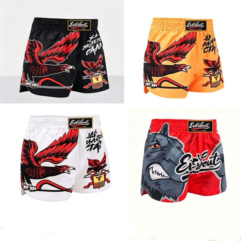 Everbout Muay Thai Training Shorts Quick-Drying Printed Fighting Fitness Sports Boxing Shorts Cross-Border Wholesale New Model