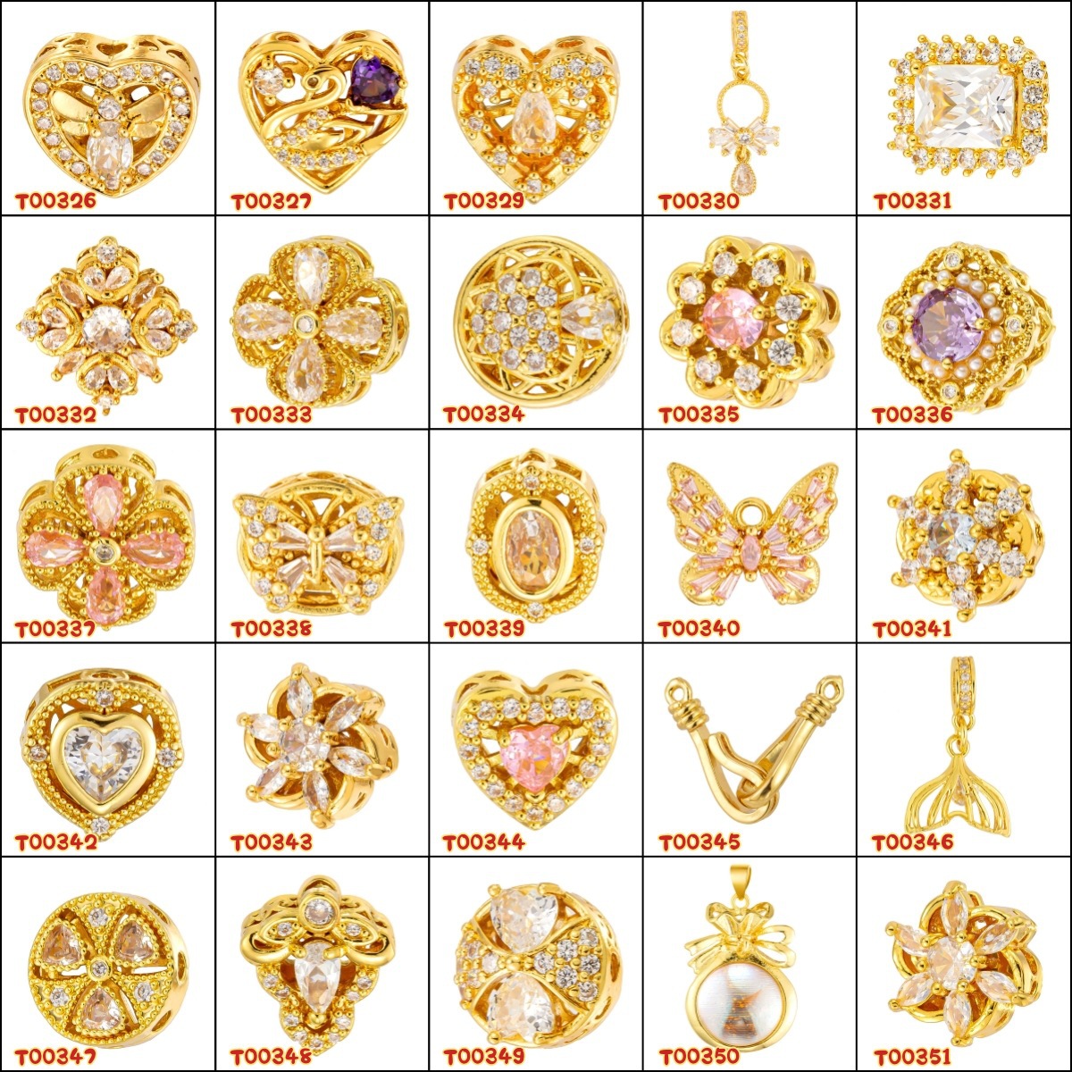 Douyin Venta caliente Colgante de microincrustaciones de cobre chapado al por mayor Cientos de colgantes de cobre opcionales a su gusto, fábrica de origen al por mayor sin cadena