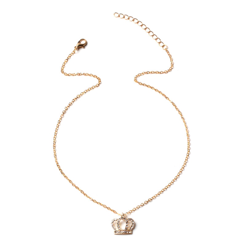 fashion diamond necklace zircon crown alloy pendant necklace