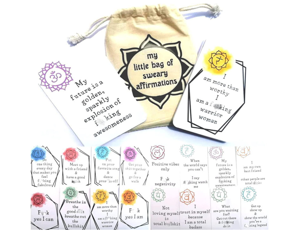 16pcs每日自我肯定卡片布袋装积极肯定鼓励提高自信有趣礼品卡