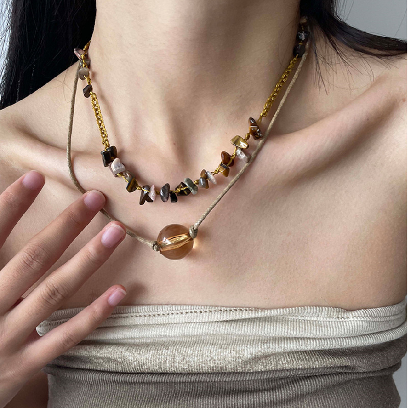 2209159 (1)  波西米亚民族风手工编织双层项链麻绳