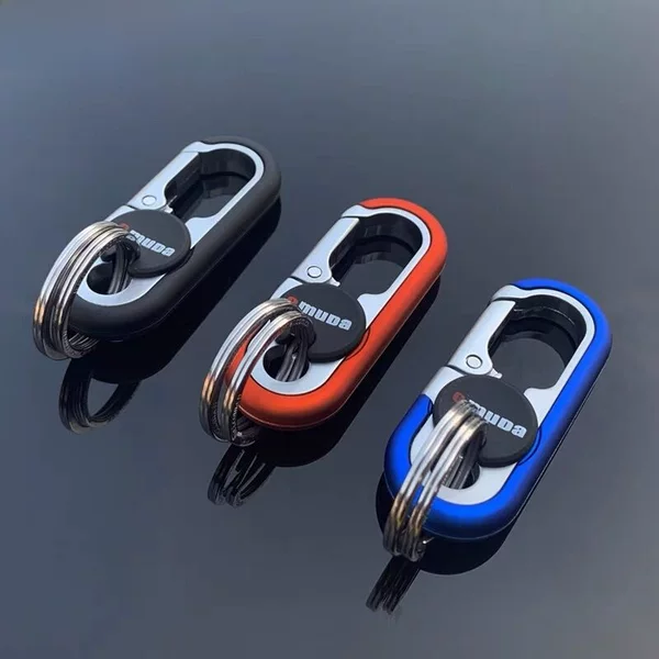 Omeida Men's Car Keychain Solid Color Metal Waist Hanging Business Lock Keychain Double Ring Key Chain A3746