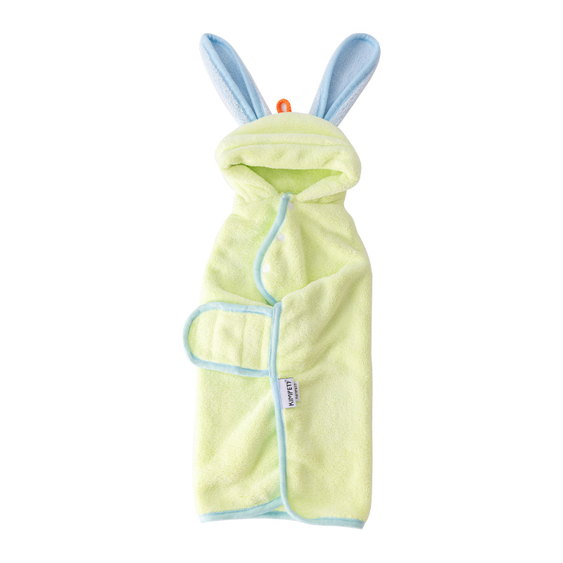 Toalla suave de coral para mascotas: súper absorbente y de secado rápido, perfecta para perros y gatos (amarillo-azul, morado-verde)_voghion.com