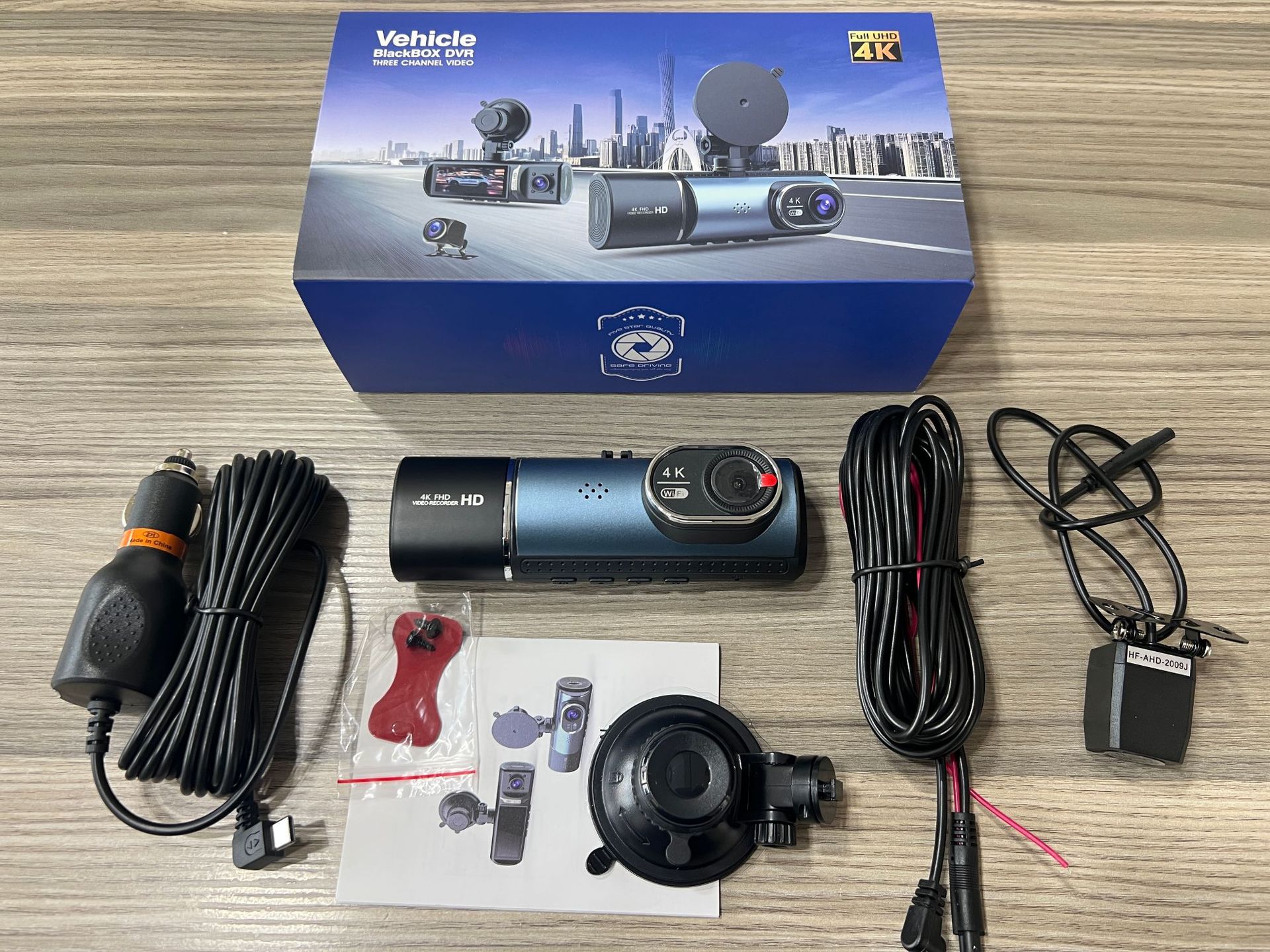 4K+1K+1K 3-Lens Wifi Car Dash Cam Mobile App High-Definition Dash Cam Dashcam