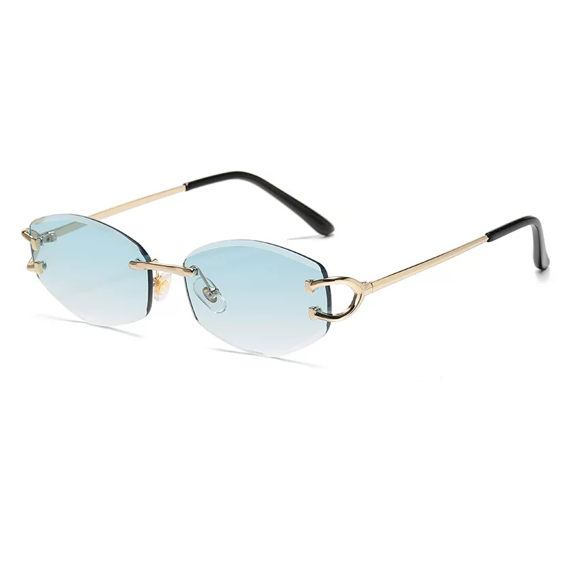 [6083时尚无框切边太阳镜女 新款欧美潮版男女街拍墨镜sunglasses]