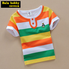 balabobby巴拉夏款童T恤 兒童彈力棉短袖T恤外貿男女童打底衫