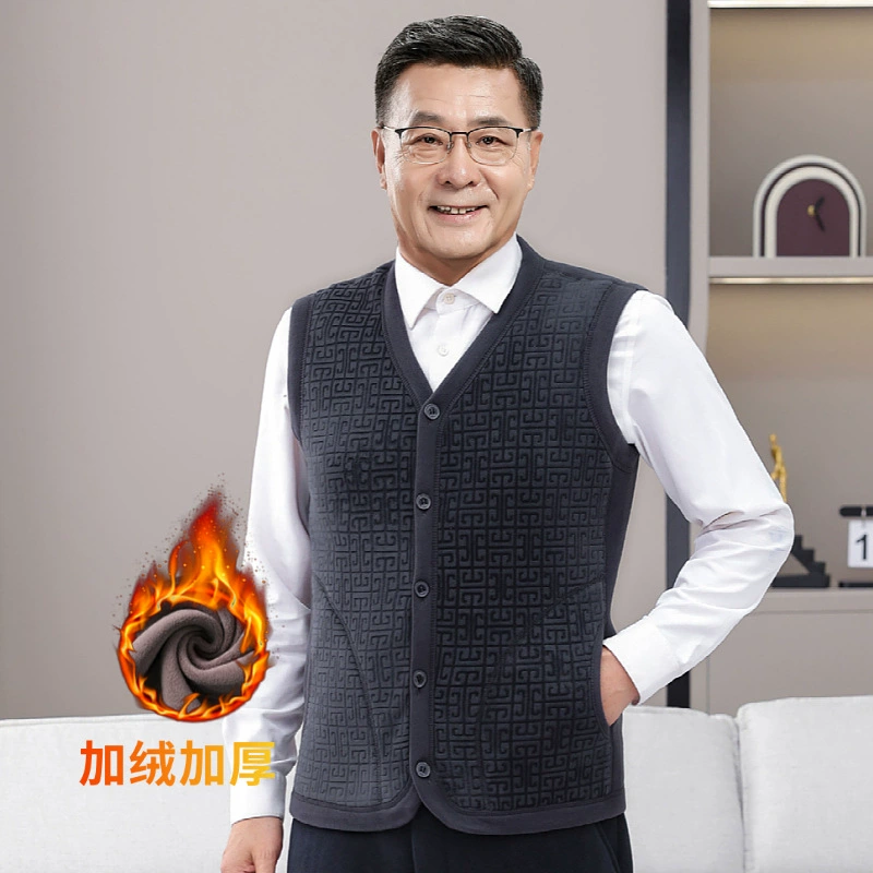Зимний жилет для пожилых мужчин с пухом и утолщением