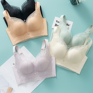 Wholesale New Lace Underwear Summer Thin Breathable Cool Fashion Gather Anti-sagging Widened Side Closure Bra