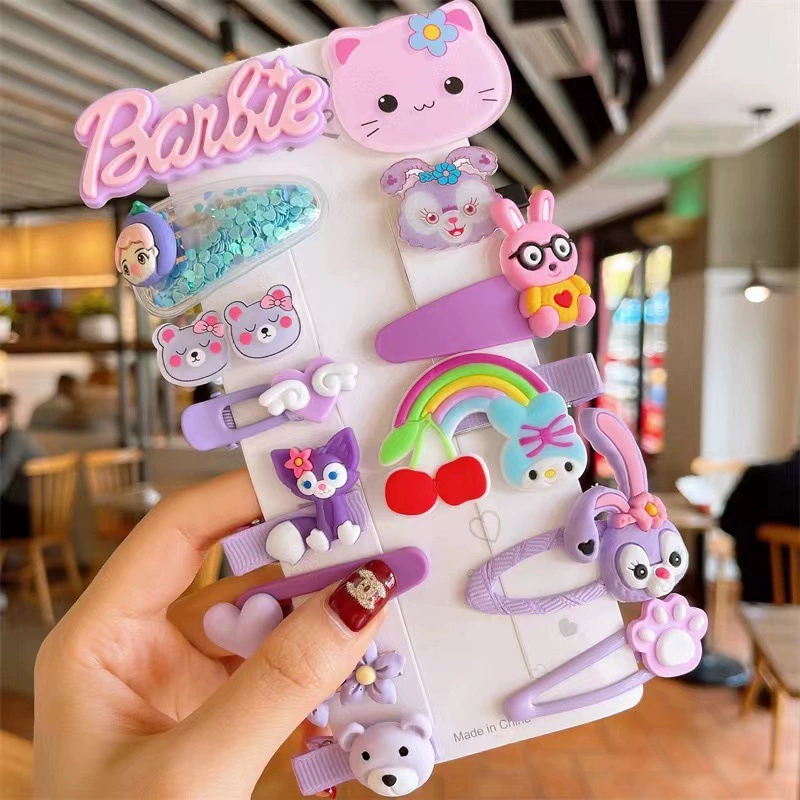Детский Cartoon набор, заколка для волос, милые заколки, челки, 14 штук, оптом