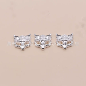 999 Pure Silver Chinese Style Fox Mask Spacer Beads Versatile Pure Silver DIY Beaded Braided Bracelet Chain 3D Hard Silver Accessories