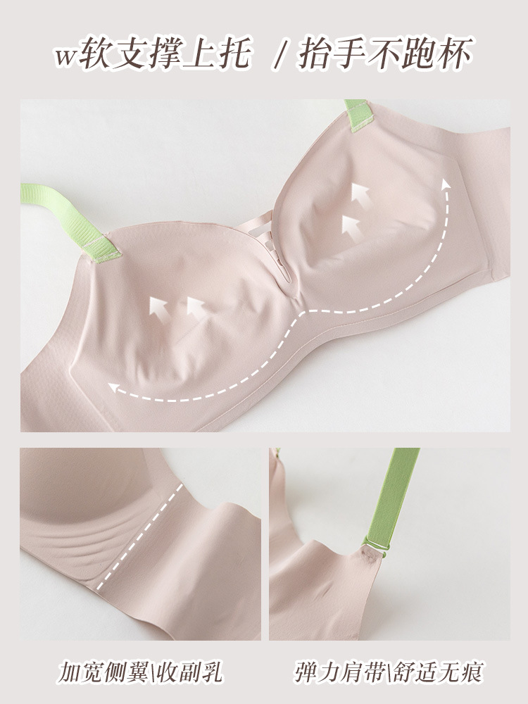 Ropa interior brillante sin costuras pecho pequeño de las mujeres empuja hacia arriba el sujetador delgado de verano soporte suave inalámbrico traje de sujetador anti-flacidez