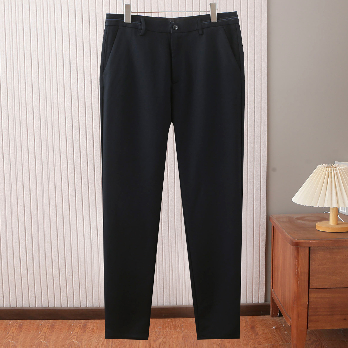 含羊毛休闲裤男海撤柜秋冬季高腰直筒免烫抗皱轻商务长裤子3D270