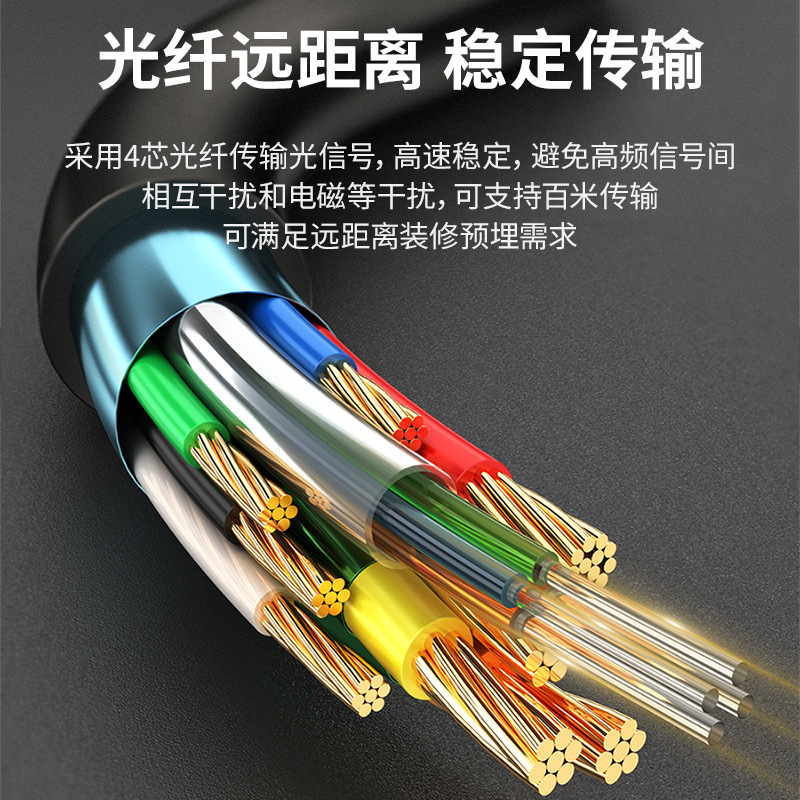 HDMI2.1 fiber optic cable TV computer high-definition cable 100-meter conduit pre-embedded wiring project HDMI 8K connecting cable