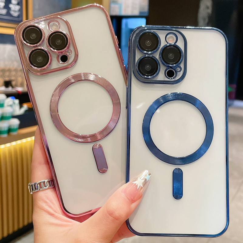 Funda para teléfono iphone16promax 16 transparente 16plus magnético Apple 15 patrón de CD suave 14 nicho 13