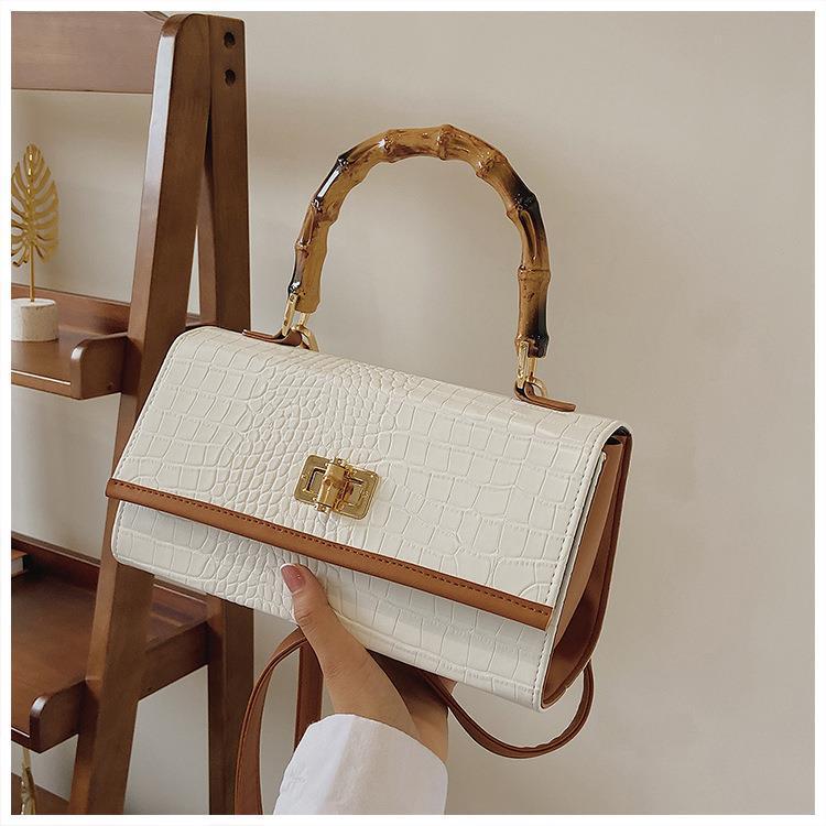 2021 New Women's Bag Fashionable Bamboo Handbag Elegant Crocodile Pattern Shoulder Messenger Bag Small Underarm Bag display picture 7