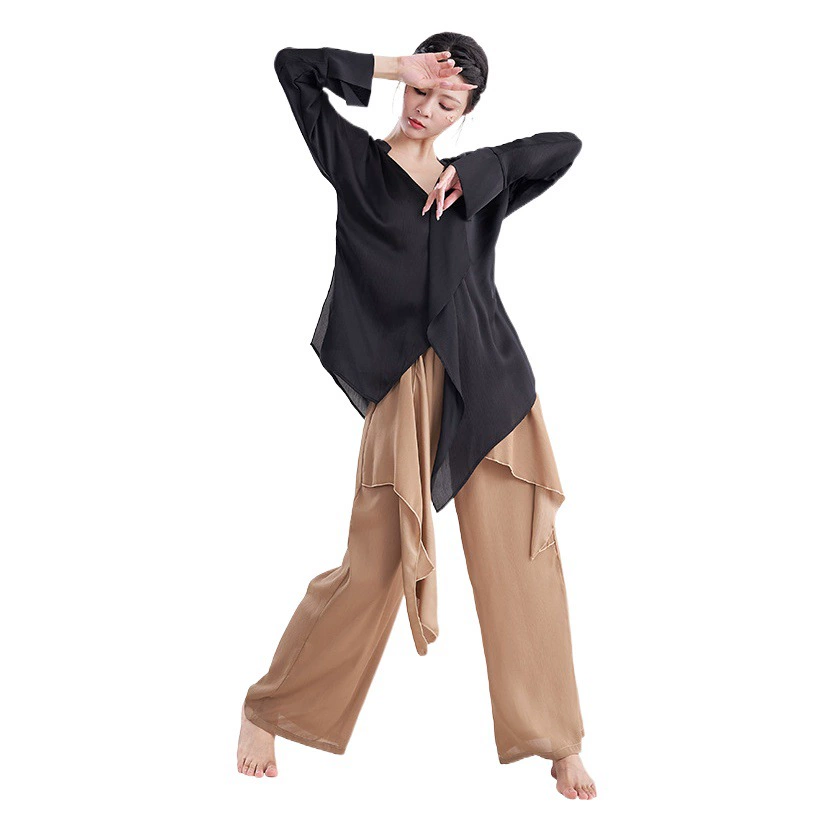 Shanran Tang, новая рубашка для современных танцев, Классическая танцевальная одежда, свободная одежда для тренировок с длинным рукавом, Женский Топ
