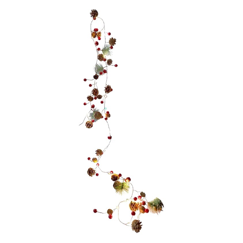 Navidad luz LED Cadena de luz de cono de pino Cadena de luz popular aguja de pino Navidad iluminación de Navidad Campana decorativa Cadena de luz de colores