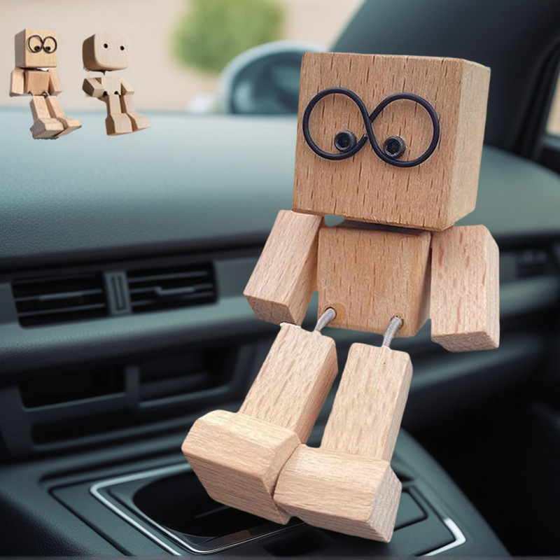跨境 Shaking Wooden Man Figurine摇晃的木制人像 摇晃汽车装饰|undefined