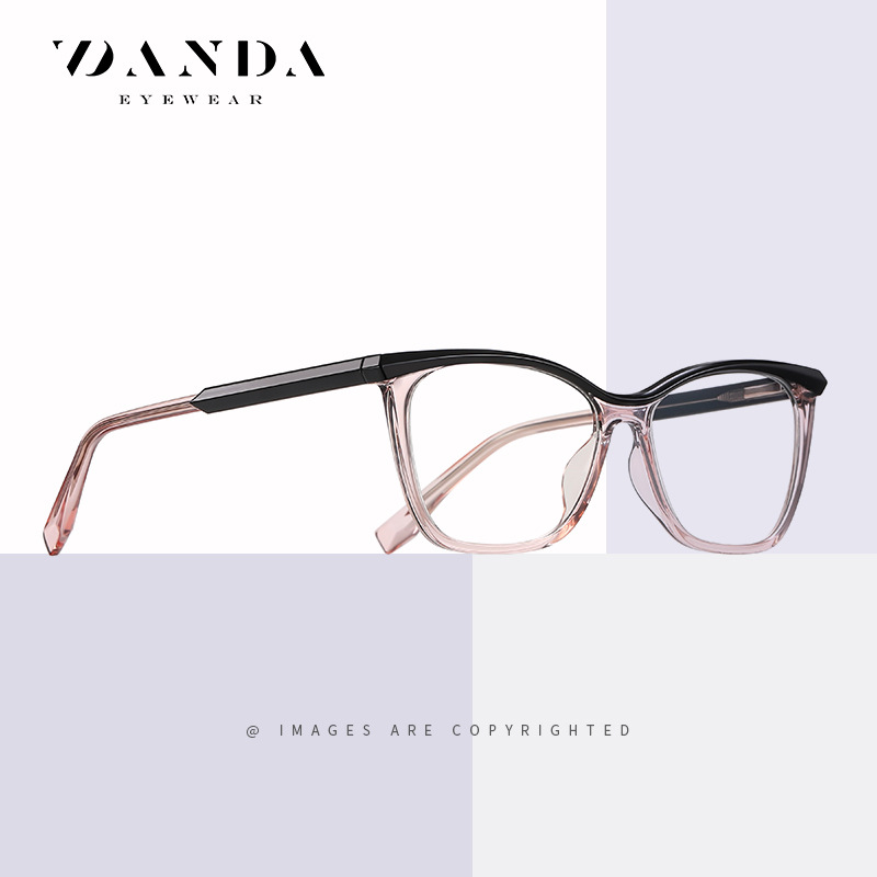 Comercio exterior nuevo gato gafas de moda europea y americana de dos colores gafas lisas marco TR3517 ácido propiónico pin primavera pierna anti-luz azul