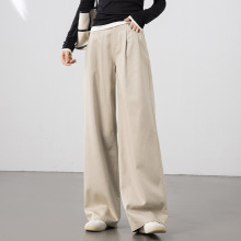 新款天丝棉阔腿裤直筒裤女高腰宽松休闲显瘦显腿长百搭阔腿女裤