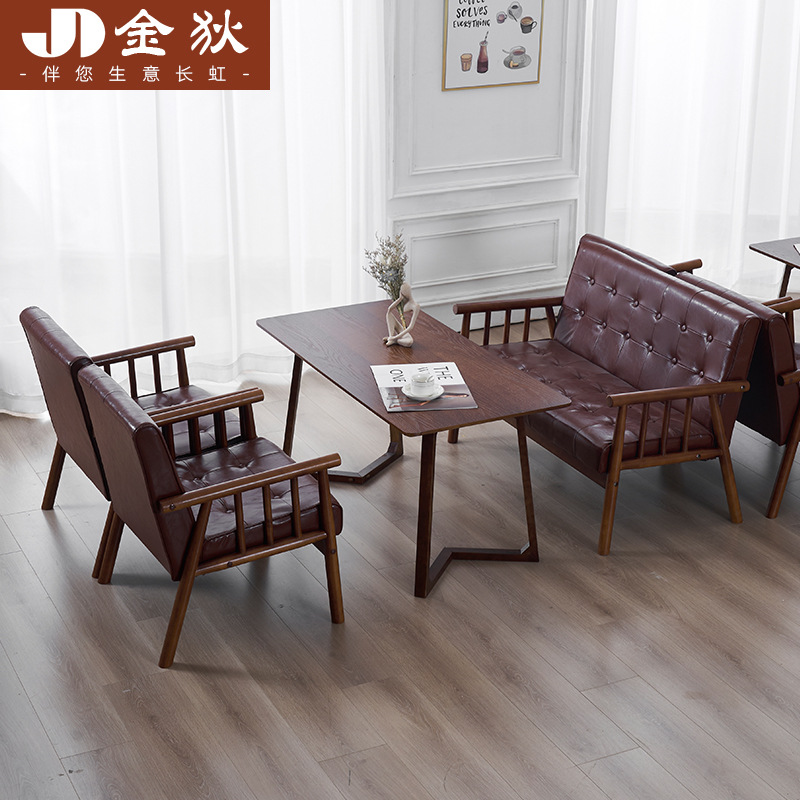 Living Room Household Solid Wood Natural Wood Style Double/Three-Seater Sofa Set, Modern Minimalist All-Solid Wood Natural Wood Color