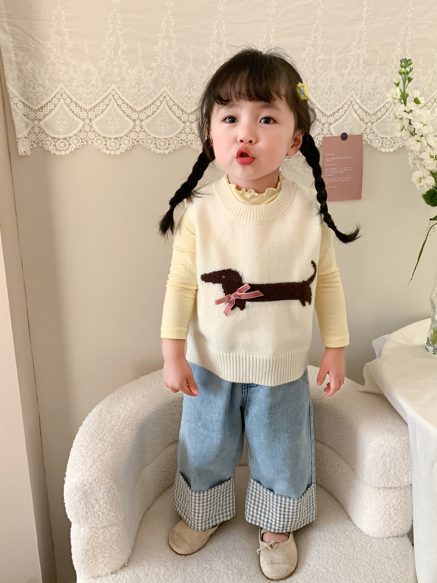 Sugar Pear ropa infantil chaleco de punto de niña primavera 2025 nuevo chaleco de lana coreano ropa de bebé