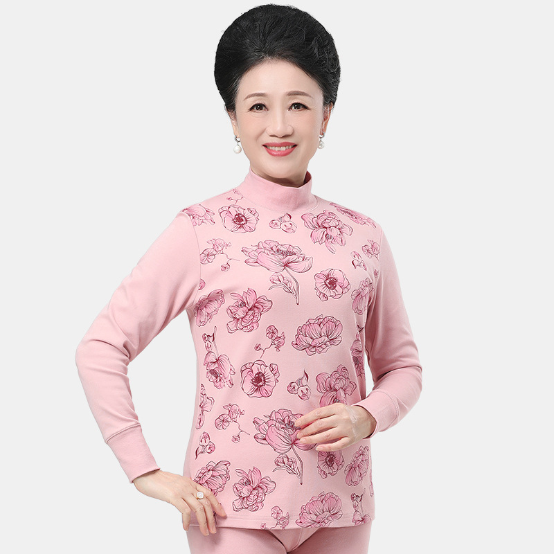 [여성 터틀넥] 연근핑크 프린트