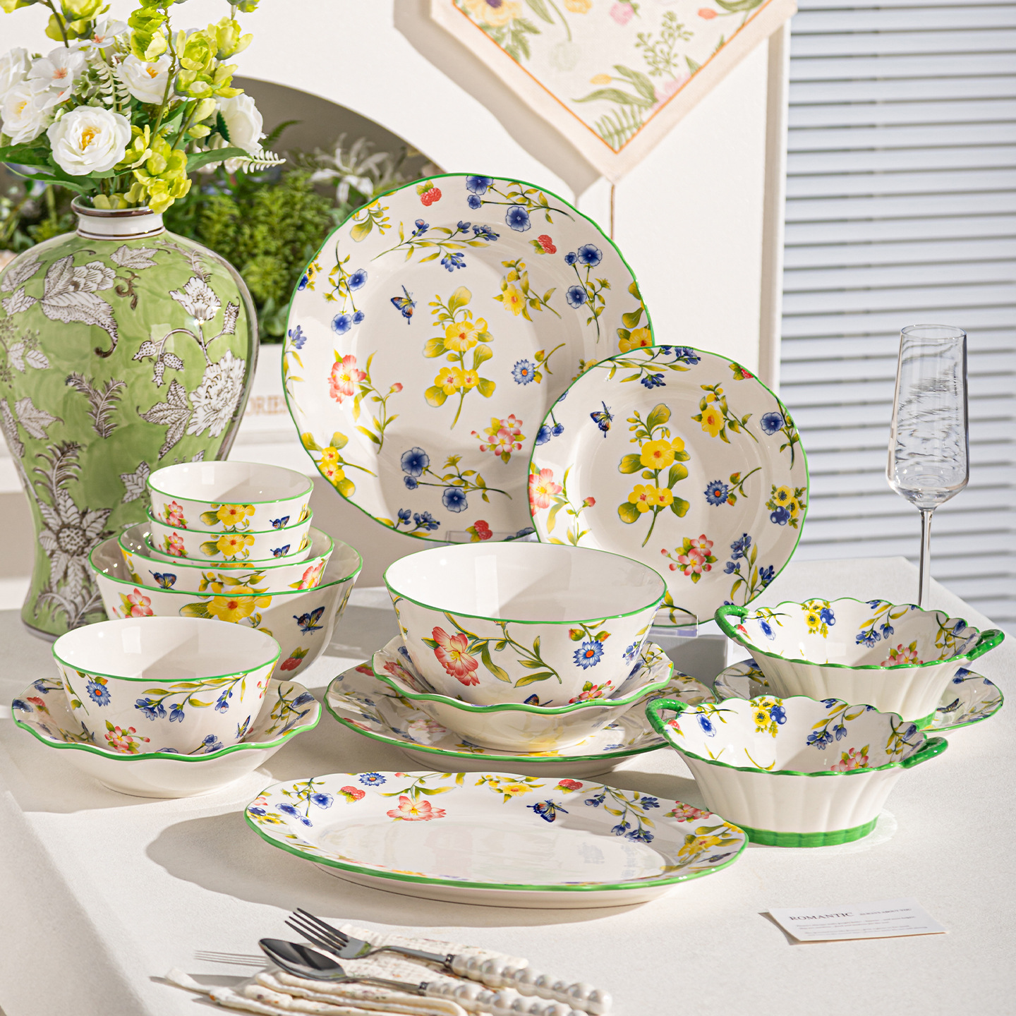 Hua Yu serie de cubiertos de cerámica de color esmaltado exquisito conjunto de platos de cerámica doméstica platos de sopa platos platos set image 3