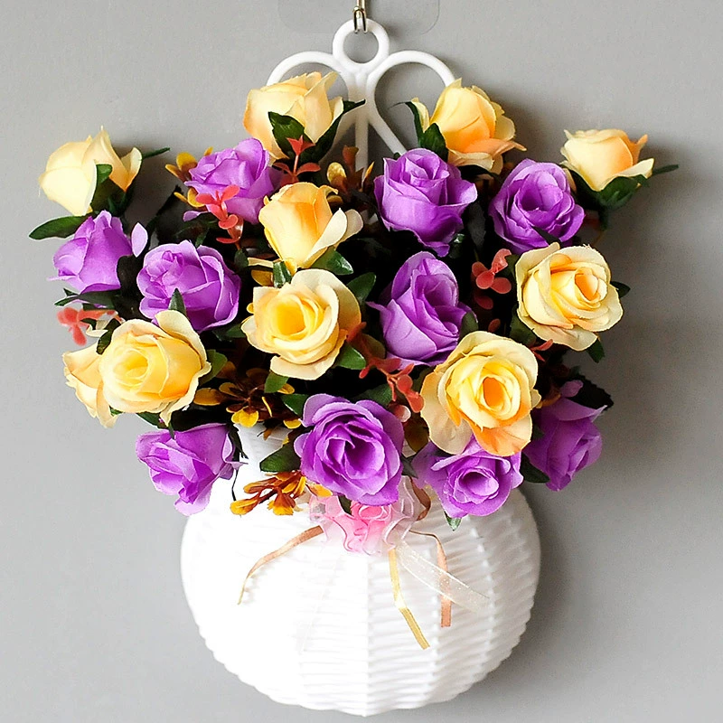Подвесная стена корзина для цветов набор цветов дома весна настенная подвесная стенка пластик цветок искусственный цветок внутри кампус декор цветок