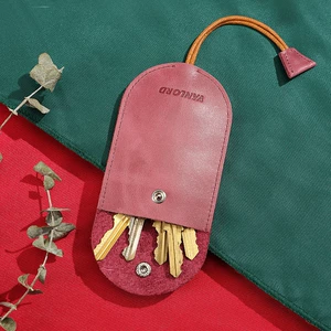 Suitable for Women's Genuine Leather Ultra-Thin Key Bag Creative Korean Cute Pull-Out Mini Compact Universal Car Lock
