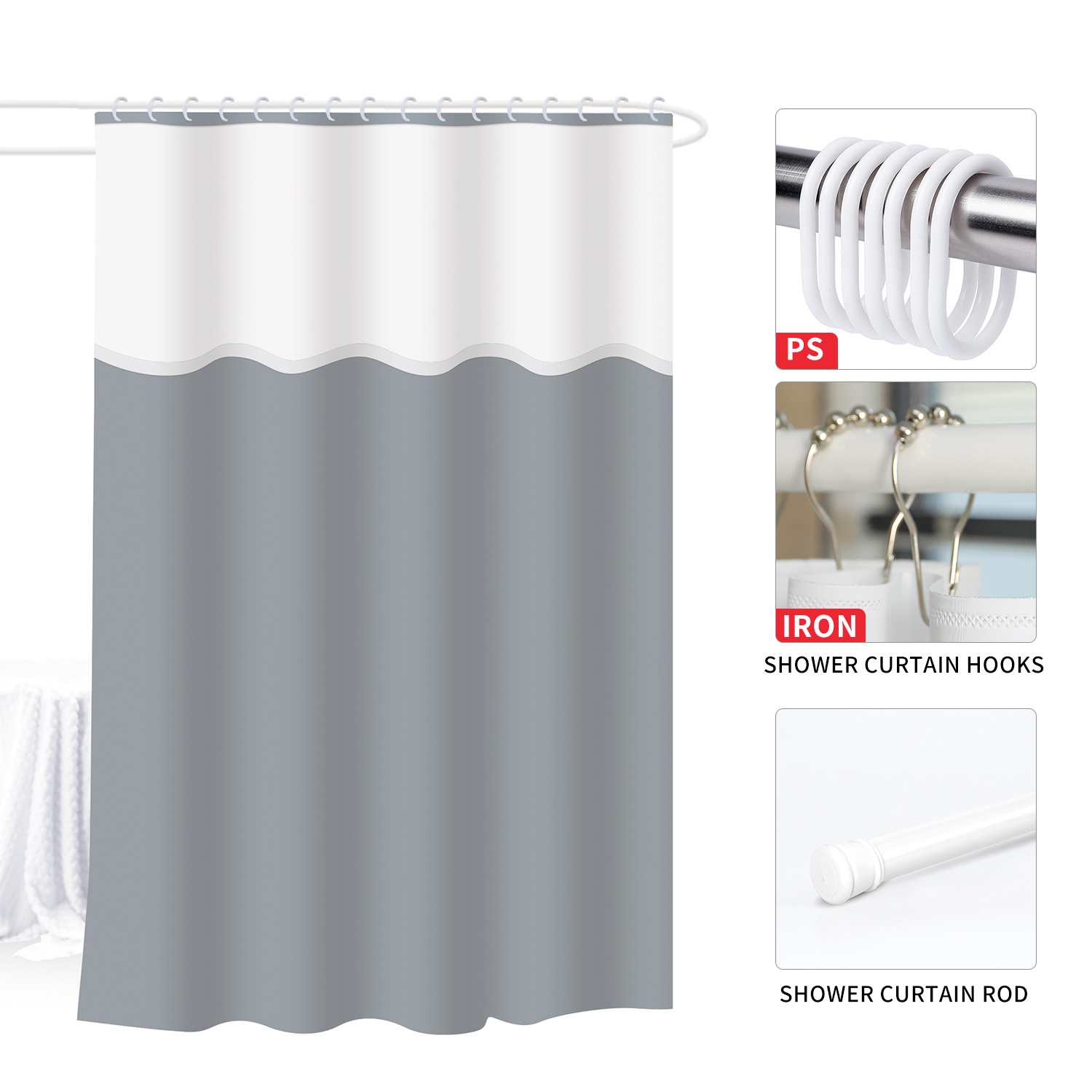 Cortina de ducha 180*180 color sólido engrosada cortina de ducha de tres piezas cortina de baño peva baño semitransparente cortina de ducha de baño impermeable