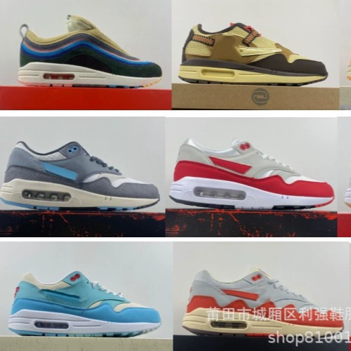 Чистый оригинальный TS x Air Max 1 световые ядра Радуга желтый крюк хаки высококачественная иностранная торговая обувь