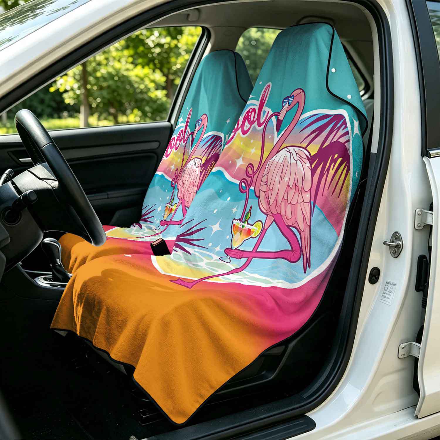 2-piece dual-use car seat cover, ultra-fine fiber, can be used as a beach towel, printed car protective seat cover 13