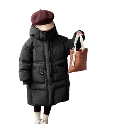  new winter girls' down jacket, mid-length imported 90 white duck down children's down jacket, long parent-child style