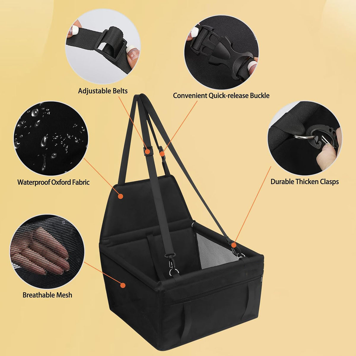 Siège auto portable pour chien et chat sécurité et confort_voghion.com