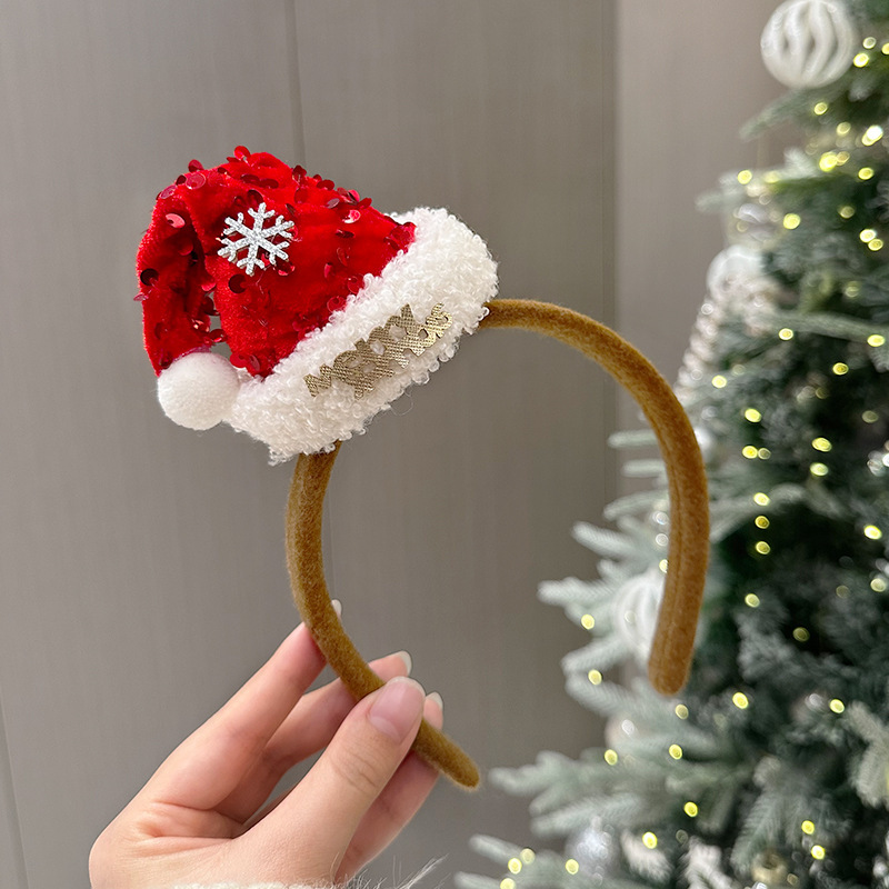 クリスマスの赤いスパンコール鹿の角のカチューシャ|undefined