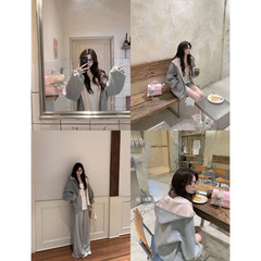 1只衮1Z1ZGUN 招牌私服款 高克重520g复合空气层撞色松弛感卫衣女