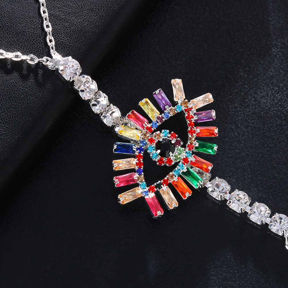 Fashion Devilu0027S Eye Rhombus Rhinestone Plating Zircon Chest necklace Body Chain