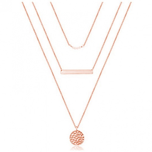 European and American jewelry wholesale, pearl disc pendant accessories, metal strip, multi-layer metal simple imitation pearl necklace