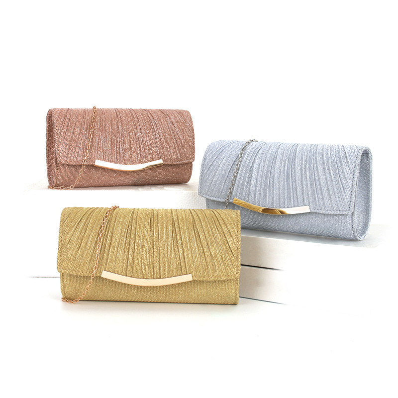 2025 Factory Cross-Border Women's Dinner Clutch Bag Clutch Pleated Handbag Satchel Evening Makeup Bag Party 2025 Factory Cross-Border Women's Dinner Clutch Bag Clutch Pleated Handbag Satchel Evening Makeup Bag Party