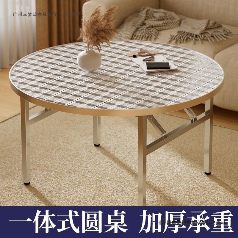 Stainless steel round table, extra-thick folding table for ten-person gatherings, banquets, and stalls, affordable price Stainless steel round table, extra-thick folding table for ten-person gatherings, banquets, and stalls, affordable price