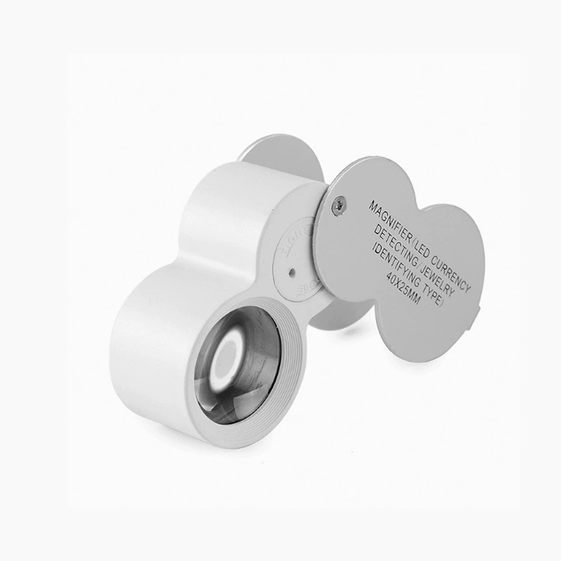 Складной со светодиодной подсветкой 40x25 мм со светодиодной подсветкой Детектор денег Лампа Портативная Ювелирная металлическая Лупа 9888