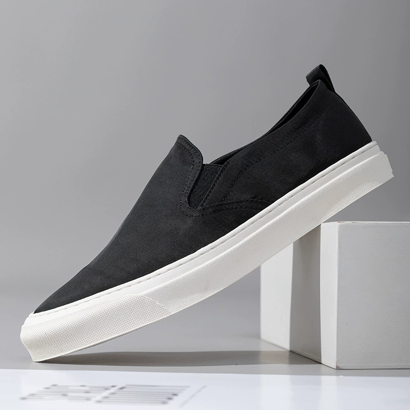 Новые летние дышащие слипоны из канваса, лоферы, повседневные универсальные черные туфли, прямая поставка (дропшиппинг)