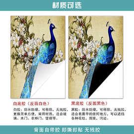 5YA1孔雀门贴画自粘整张个性装饰厨房卧室衣柜玻璃门贴膜木门防水
