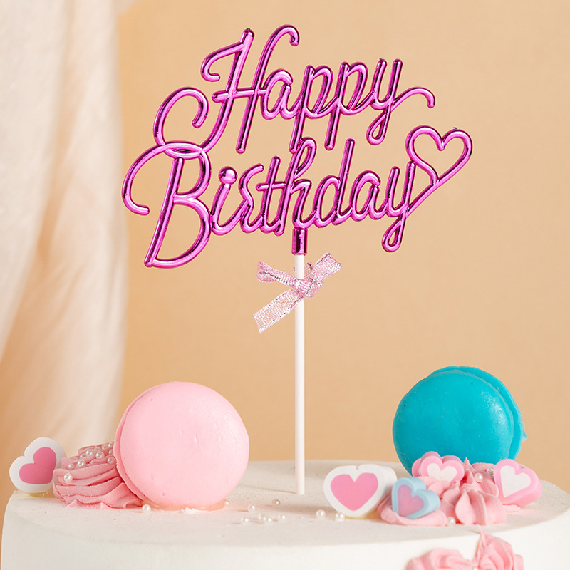 Transfronterizo estereoscopio inglés amor decoración de pastel de cumpleaños mesa de postres decoración de pastel de fiesta